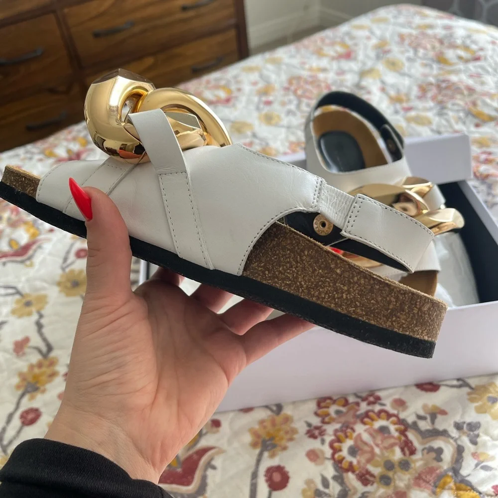 JW Anderson White Chain Link Leather Sandals - Picture 2 of 5